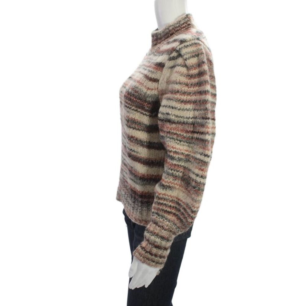 Veronica Beard Women Pullover Striped Mockneck Alpaca Wool Sweater Beige Size M - Picture 2 of 6